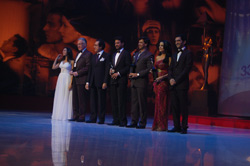 Celina,Madhur & Irfaan receiving  lifetime award fr HE Faruk Hosny